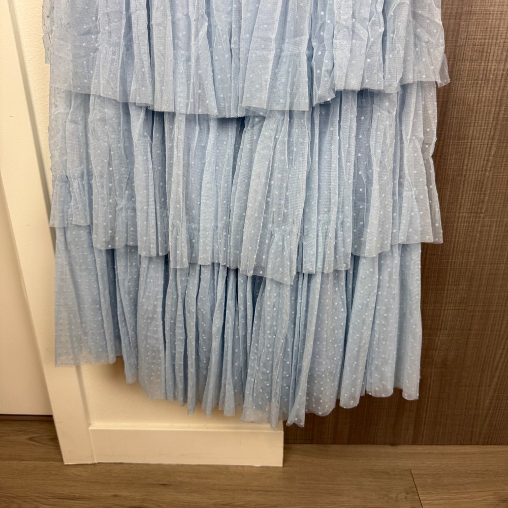 NEW Petal & Pup Blue Belle Maxi Dress Tiered Ruffle Lace Balletcore Size Medium - Picture 11 of 13